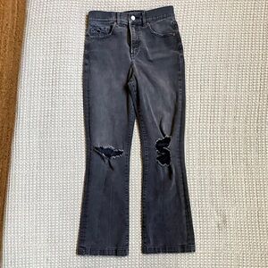 Express Black Distressed Flare Jeans